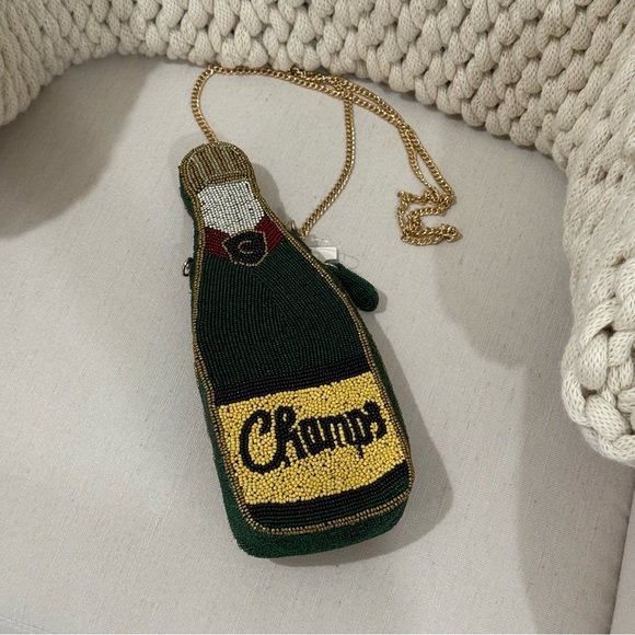 Anthropologie Beaded Icon Champagne Bottle Crossbody Bag - Picture 4 of 5